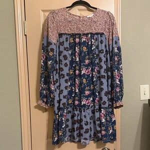 Floral Patchwork Long Sleeve Dress